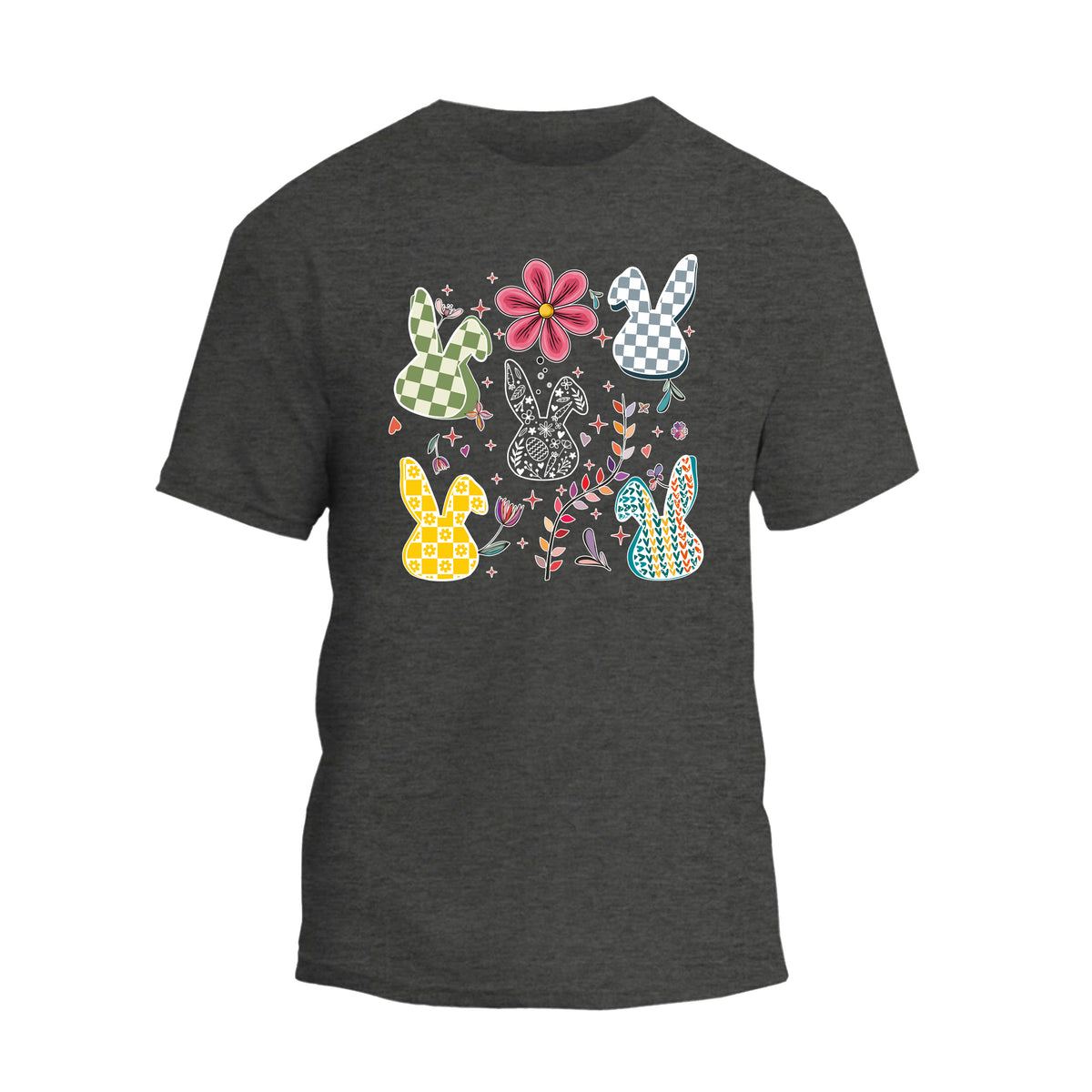 a black t - shirt with an image of a group of cartoon characters on it