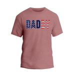 a red shirt with the word dad printed on it