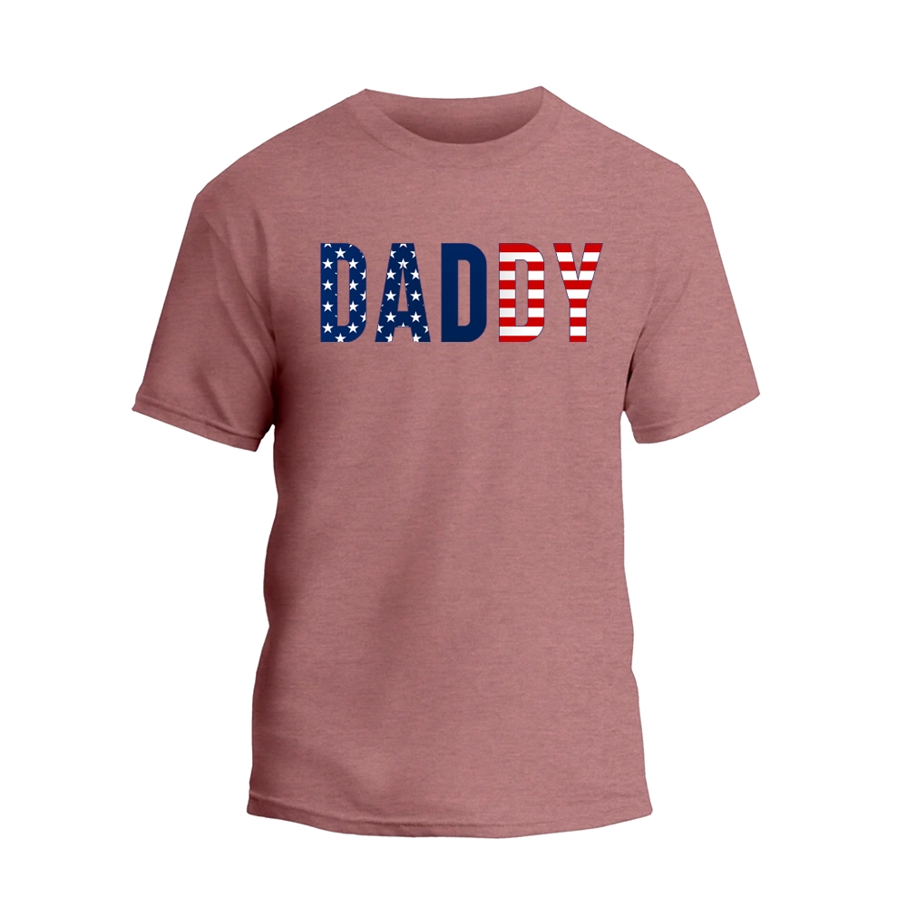 a red shirt with the word dad printed on it