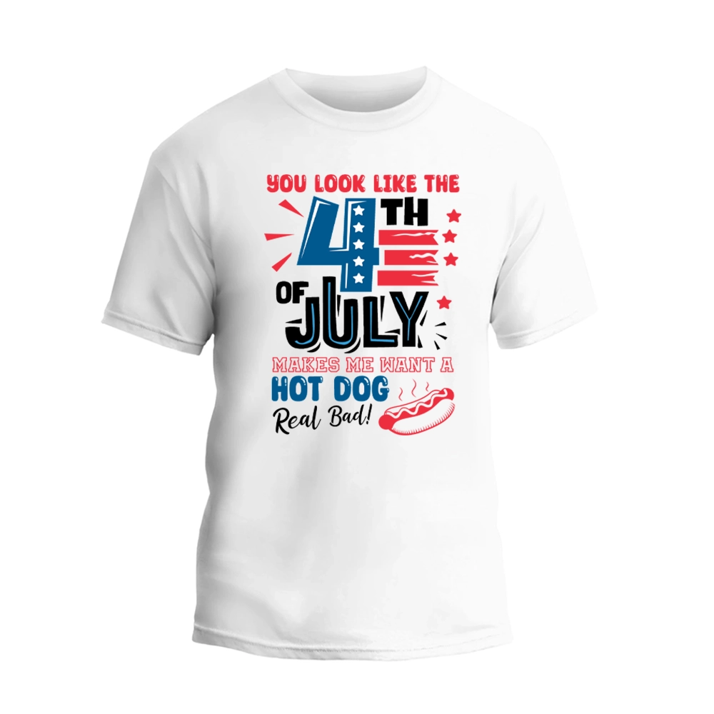 a white t - shirt that says, you look like the fourth of july