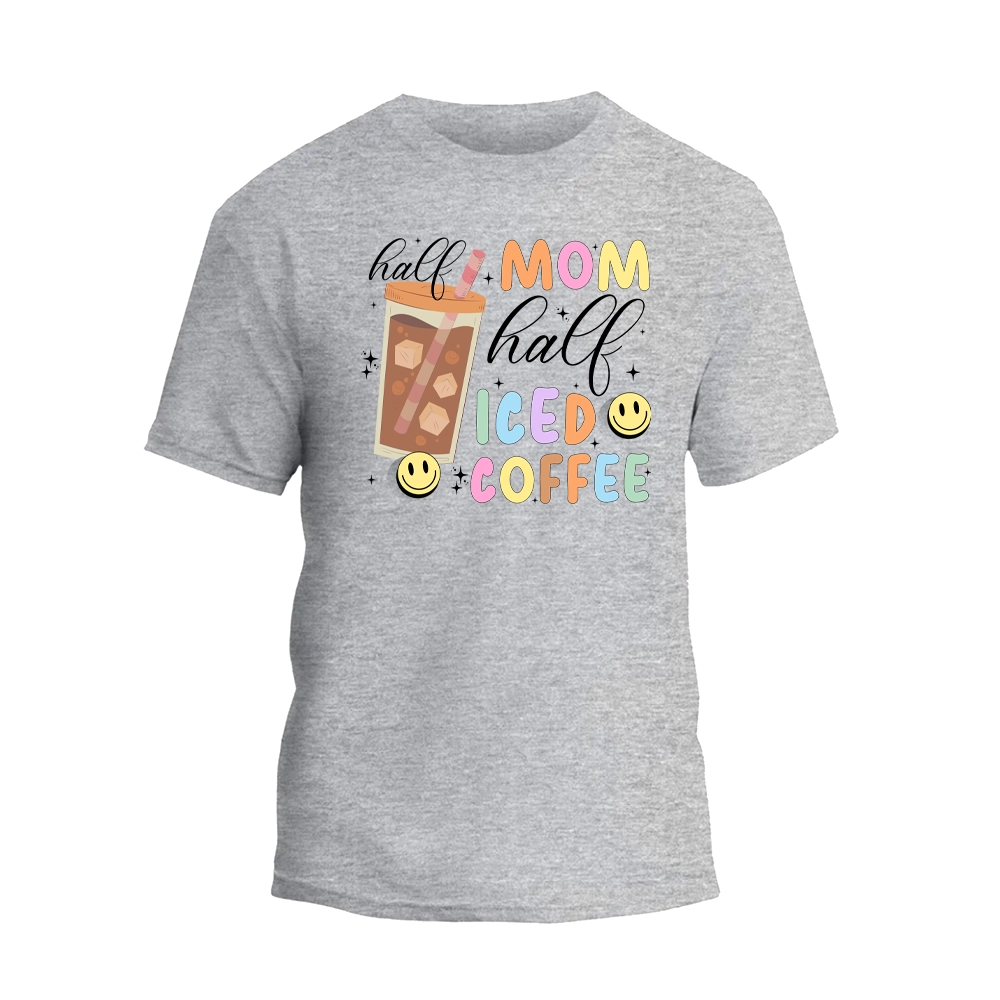 a gray t - shirt with a picture of a toast and smiley faces