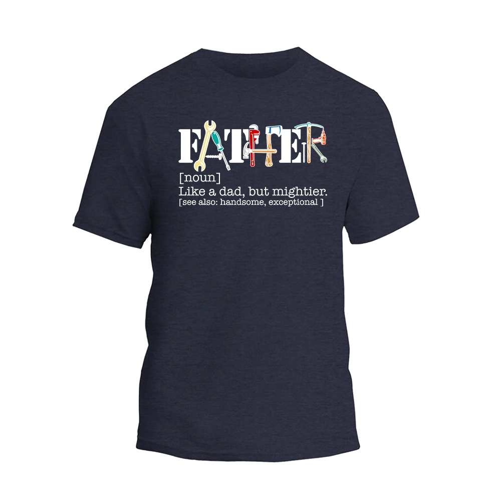 a navy t - shirt with the words father printed on it