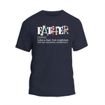a navy t - shirt with the words father printed on it