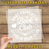 a person holding up a book with the words, what happens in a book club