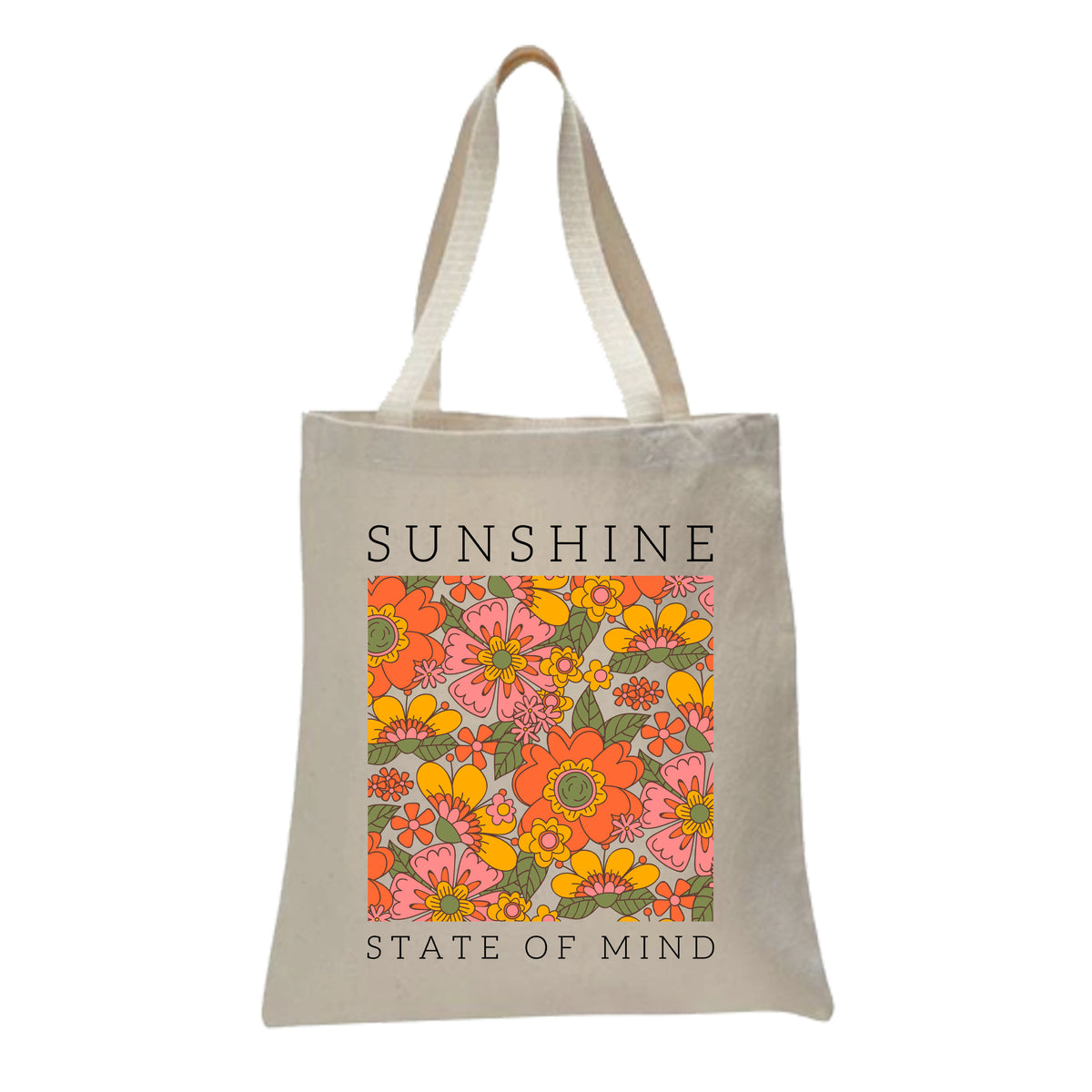 a tote bag with the words sunshine state of mind printed on it