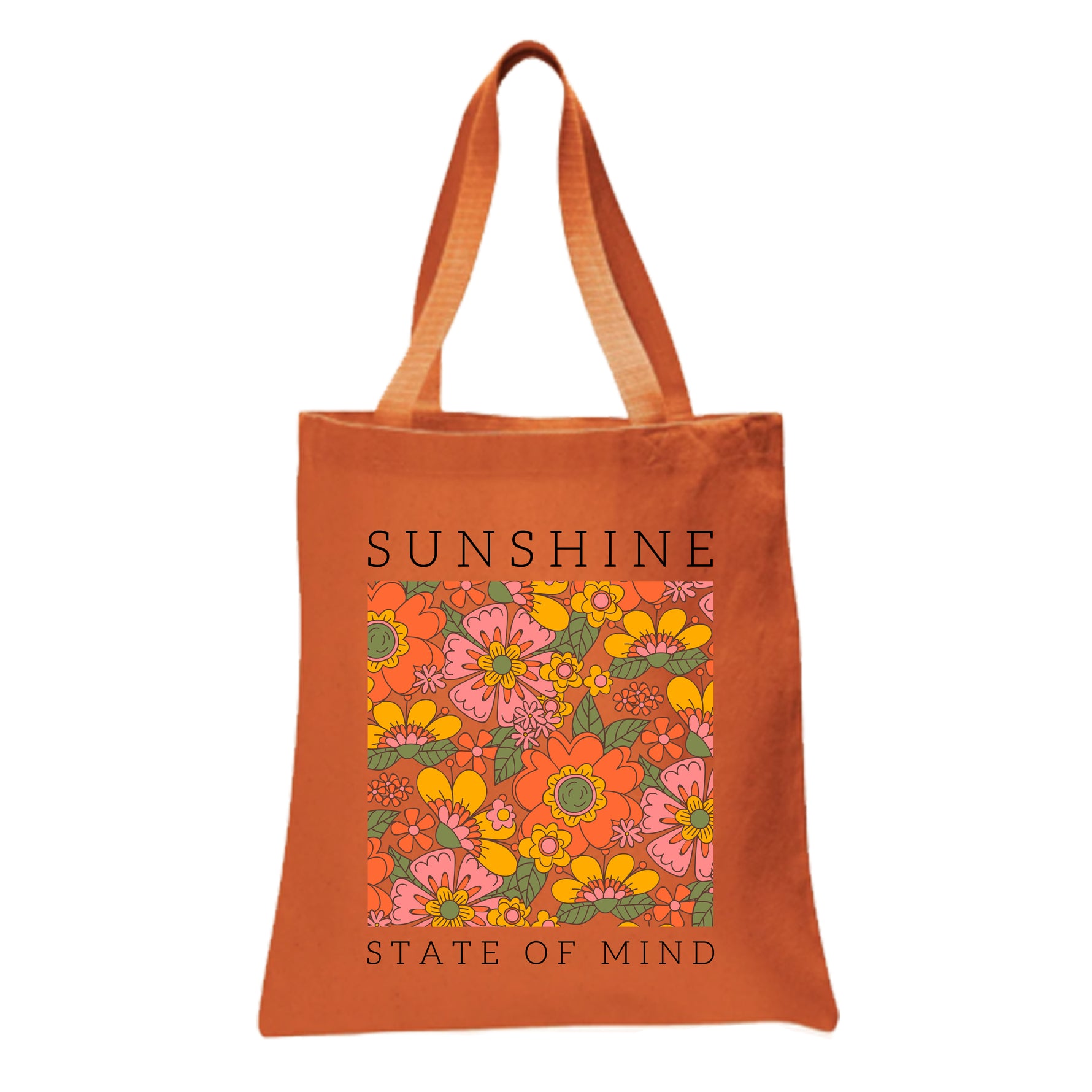 a tote bag with a picture of flowers on it