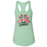 Hello Summer Flamingo Women's Ideal Racerback Tank Top, Summer Women Tank Top