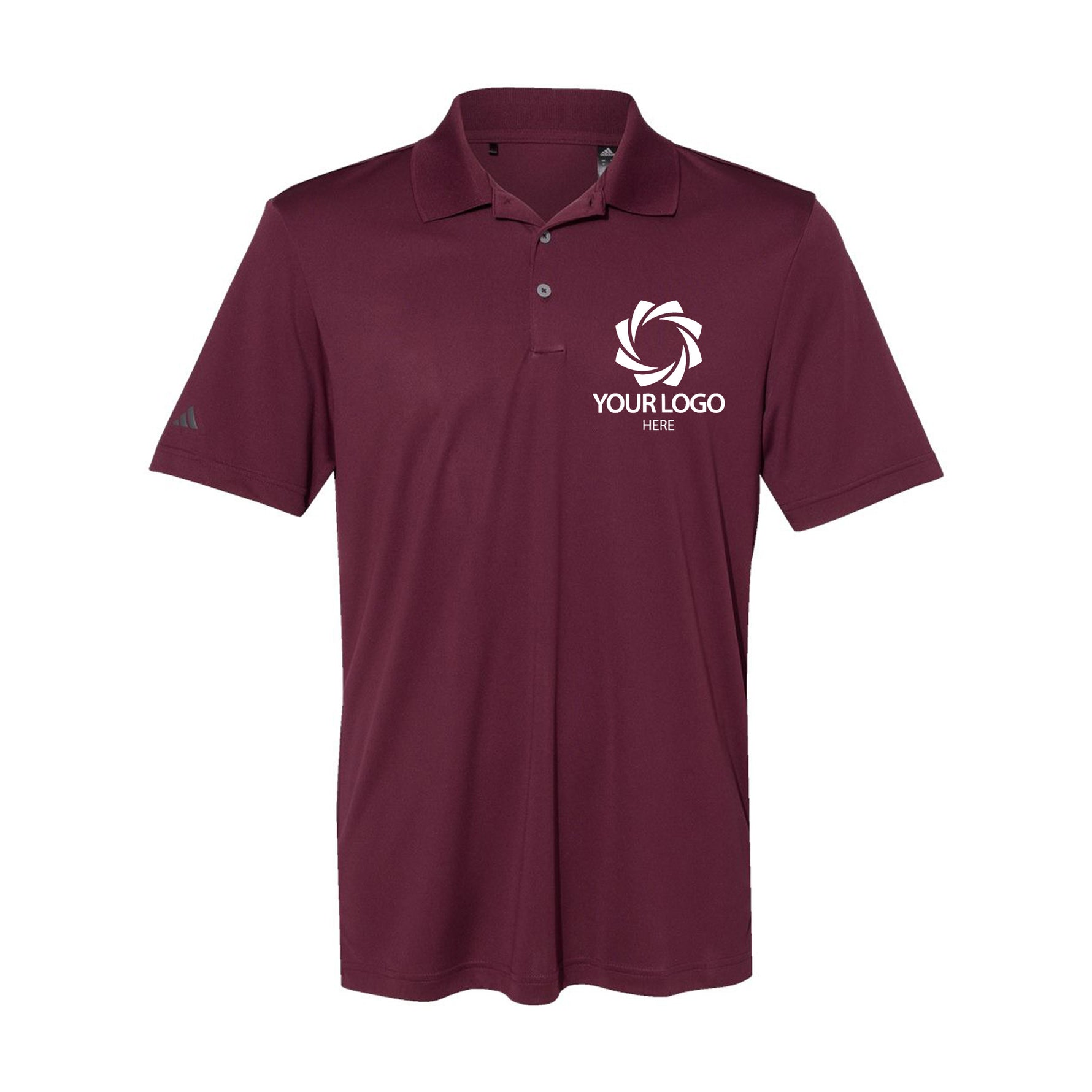 a maroon polo shirt with a white logo
