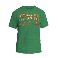 Thankful Grateful Blessed Shirt, Cozy Bow Autumn T-shirt