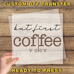 a person holding a piece of paper with the words coffee on it