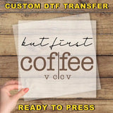 a person holding a piece of paper with the words coffee on it