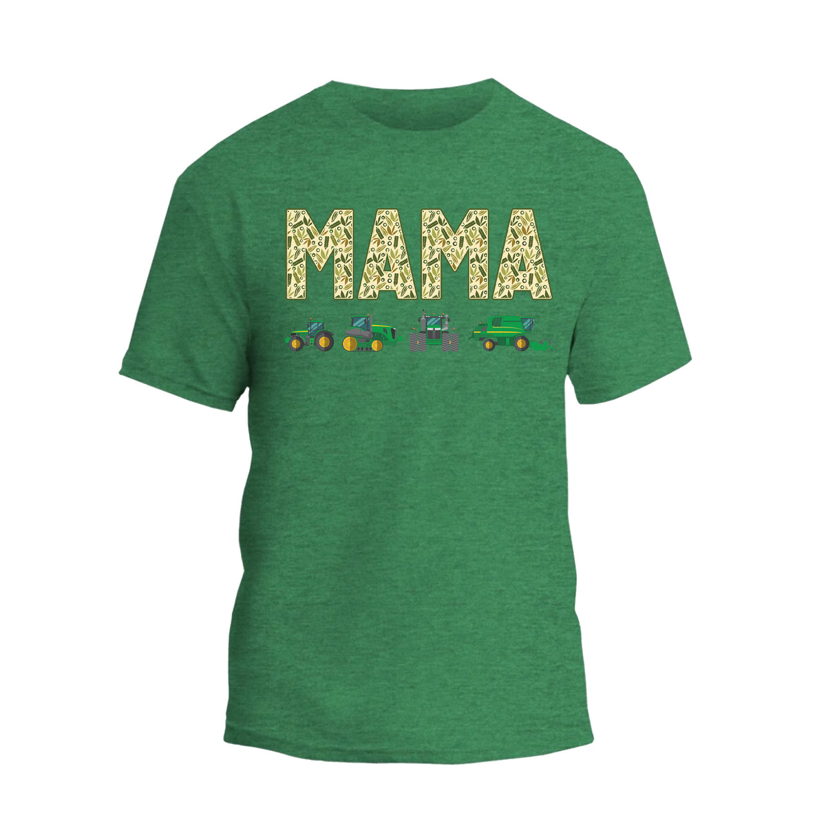 a green t - shirt with the word mama printed on it