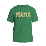 a green t - shirt with the word mama printed on it