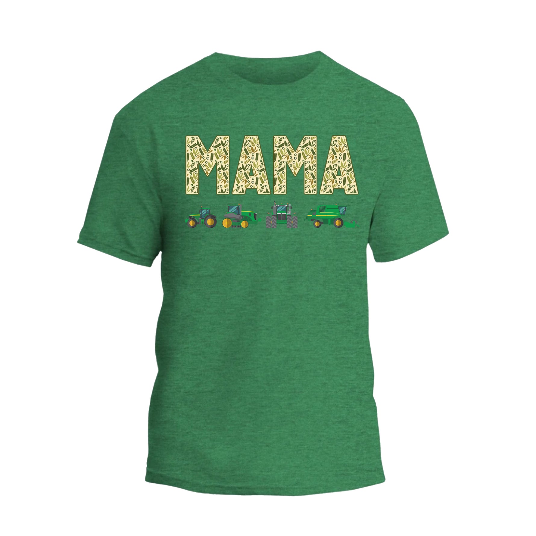 a green t - shirt with the word mama printed on it