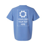 a blue t - shirt with an image of a camera