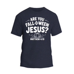 A navy blue t-shirt with a humorous text printed on it.