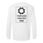 a white long - sleeved shirt with a black and white logo