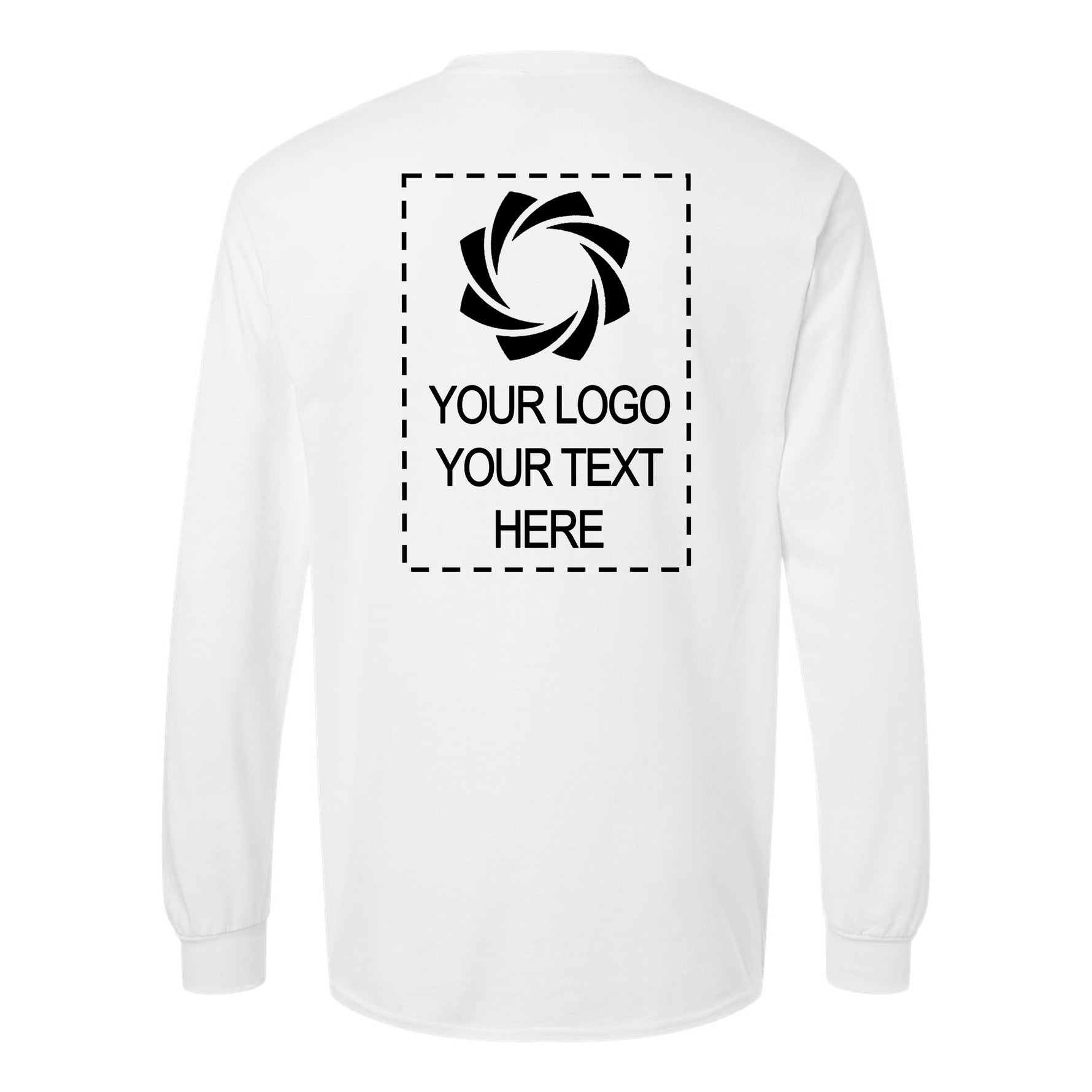 a white long - sleeved shirt with a black and white logo