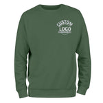 a green sweatshirt with a custom logo on it