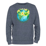 a sweatshirt with a picture of the earth and flowers on it