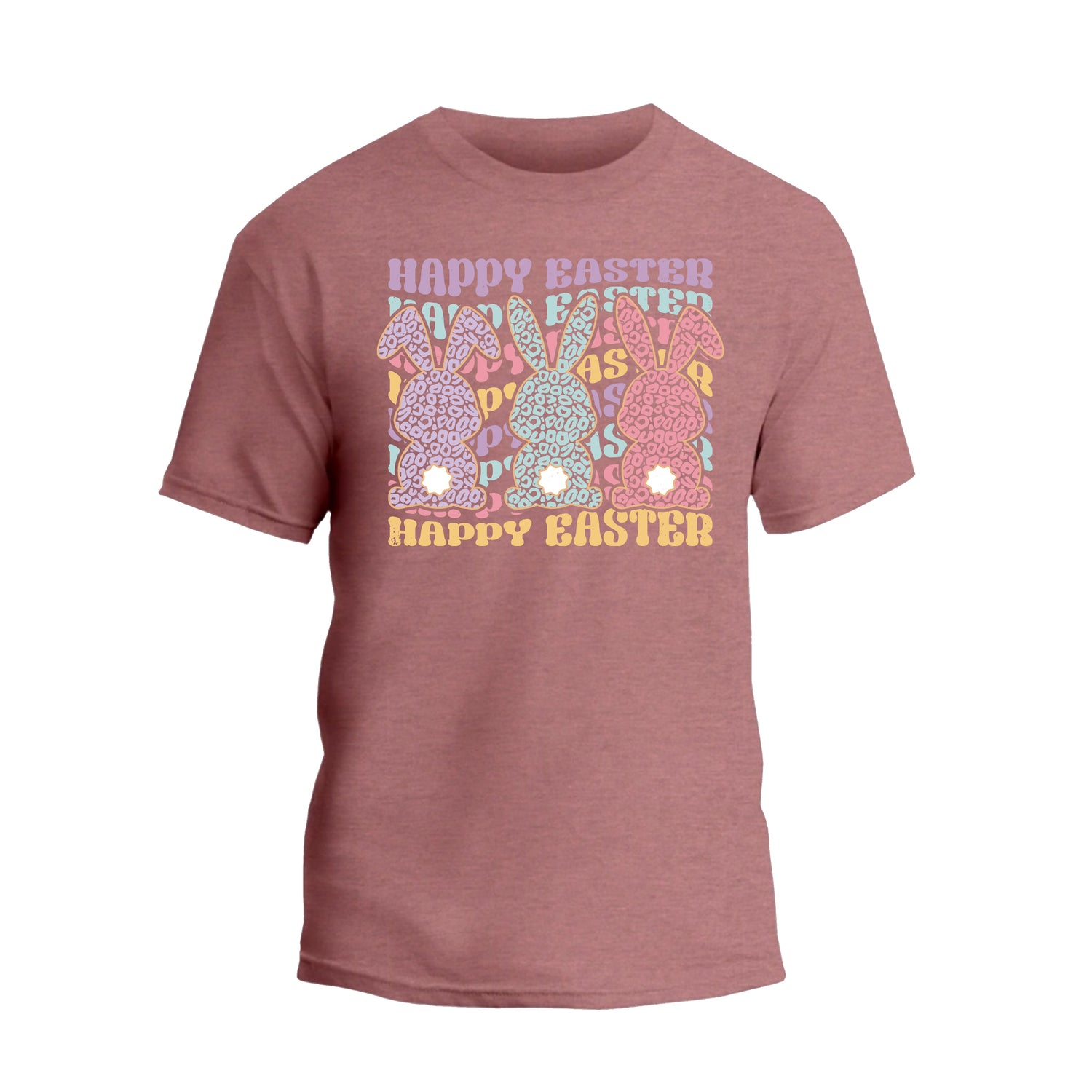 a pink t - shirt with a happy easter message