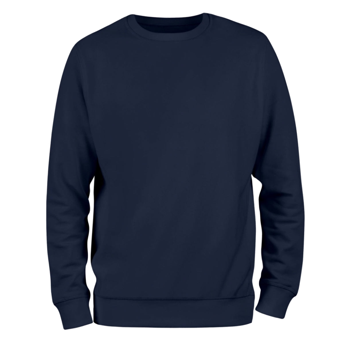 a dark blue sweatshirt with a white background